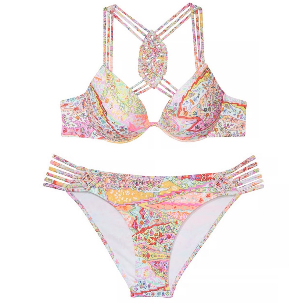 NWT Victoria’s Secret Macrame Halter & Cheeky Bikini Set Paisley Size 32B / S